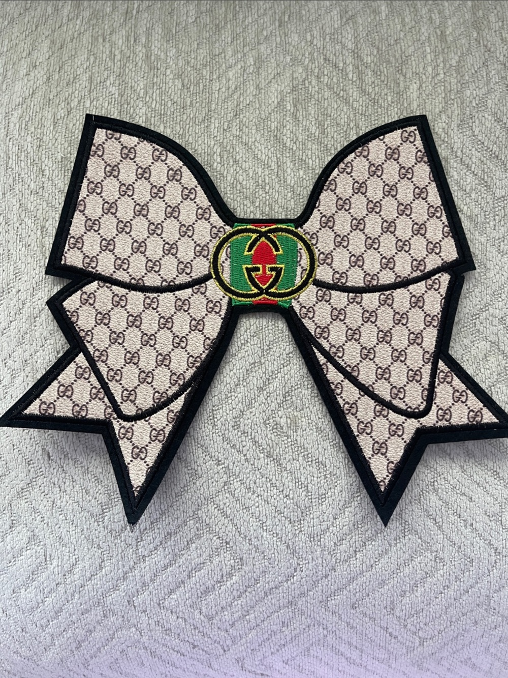 Large GG Iron On Bow Patch